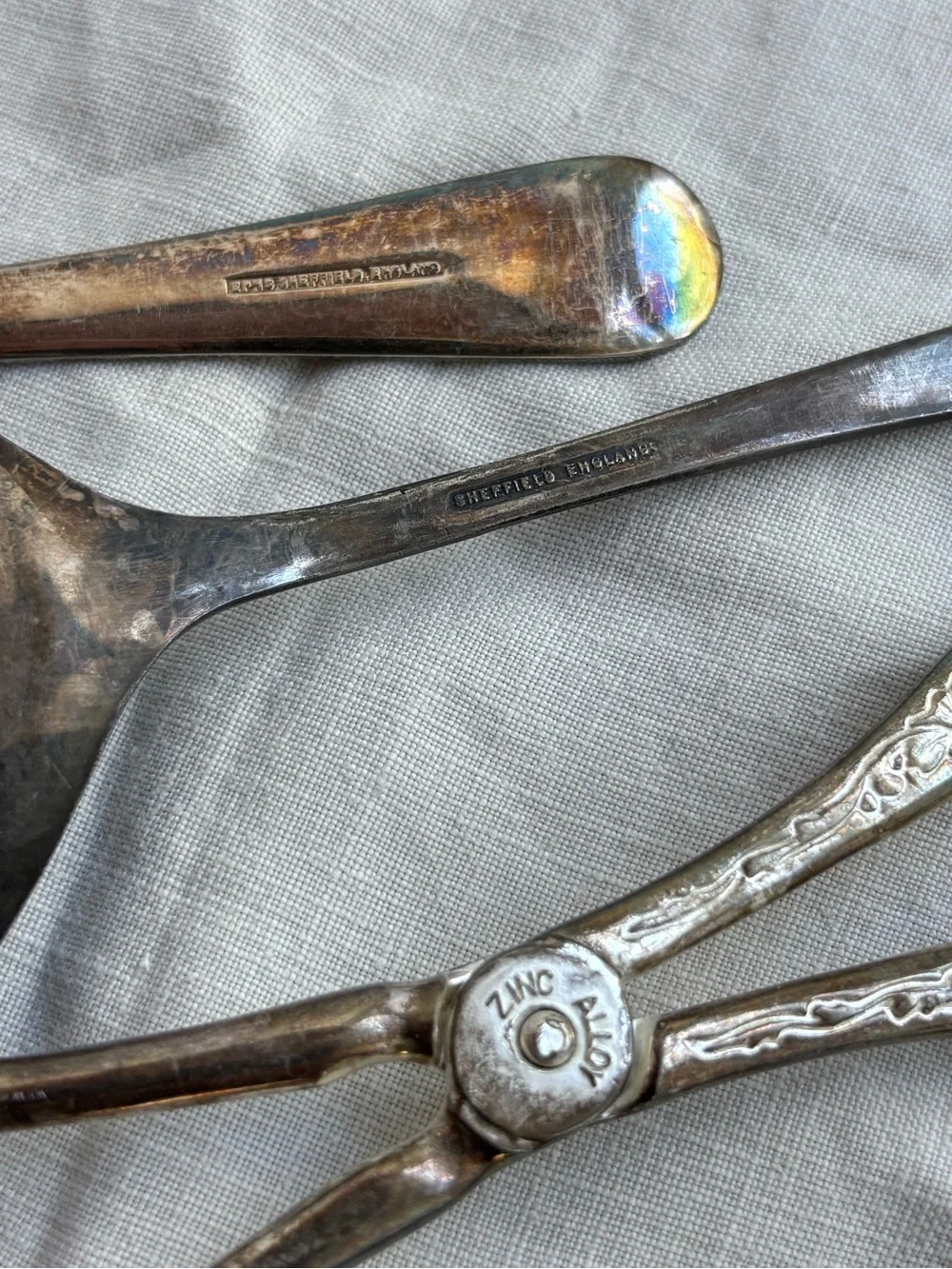 Vintage Silver-Tone Decorative Serving Utensils - Tarnished Silver Finish Lot